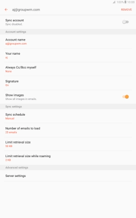 Press the indicator next to 'Sync account' to turn on the function.