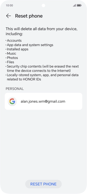 Press RESET PHONE.