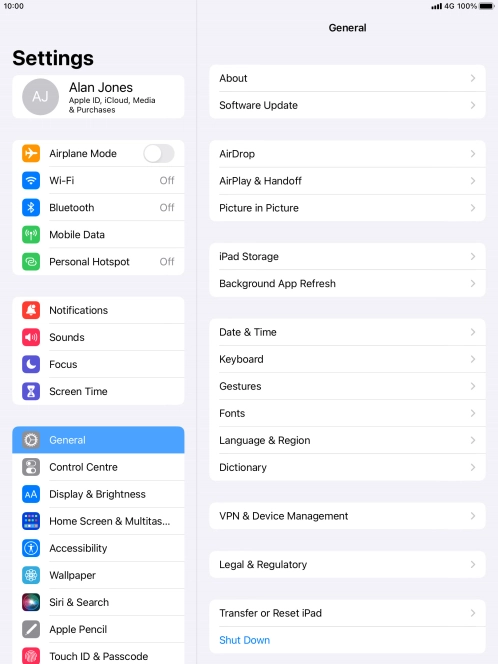 Press Transfer or Reset iPad.