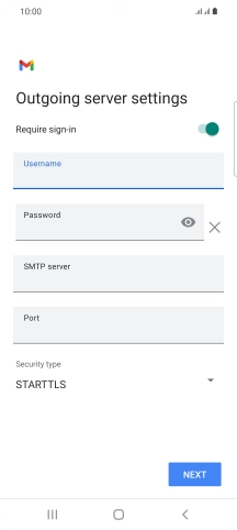 Press the field below 'Password' and key in the password of your email provider's outgoing server.