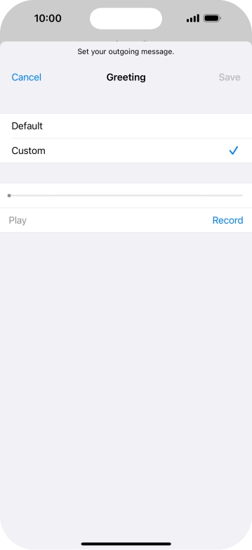 Press Record to start recording a personal greeting.