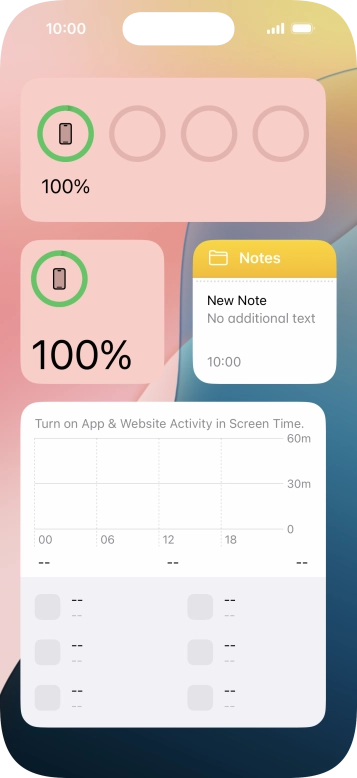Slide your finger up or down on the screen to see more widgets. Slide your finger up or down on the screen to see more widgets.