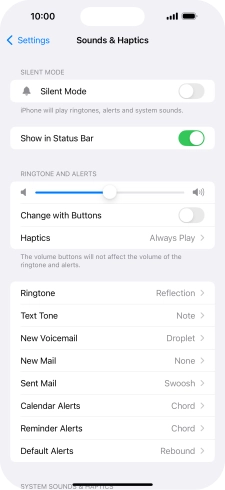 Press the indicator next to 'Silent Mode' to turn the function on or off.