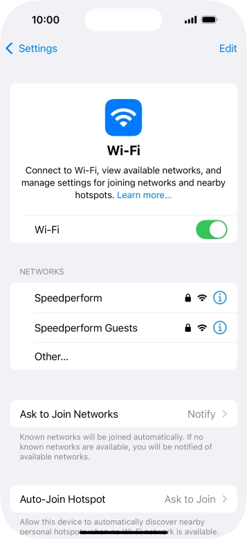 Press the required WiFi network and key in the password for the WiFi network.