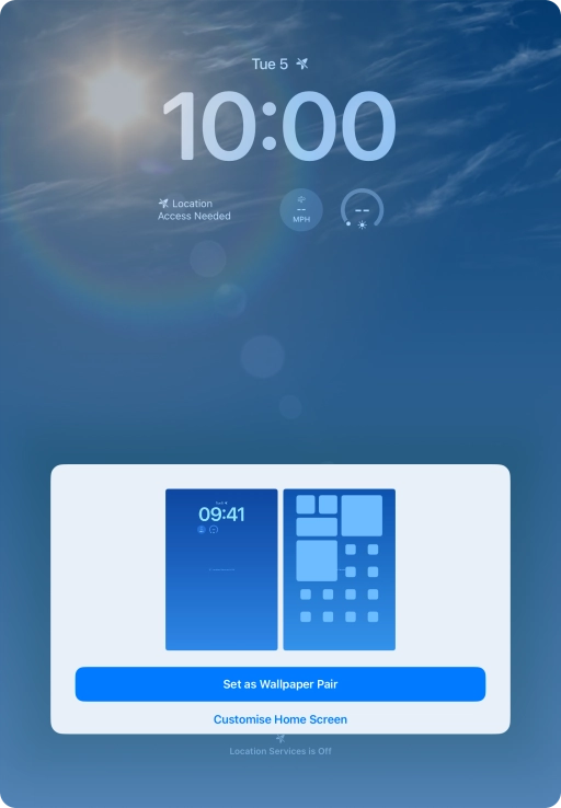 To use the same colour theme on the home screen, press Set as Wallpaper Pair. To use the same colour theme on the home screen, press Set as Wallpaper Pair.