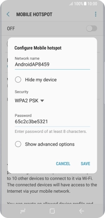 Press the field below 'Network name' and key in the required name.
