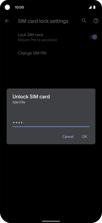 Key in your SIM PIN and press OK. The default SIM PIN is 0000.