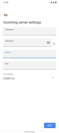 Press the field below 'Port' and key in 143.