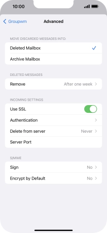 Press the indicator next to 'Use SSL' to turn off the function.