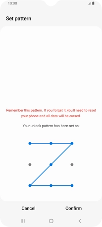 Repeat the selected phone lock code and press Confirm.