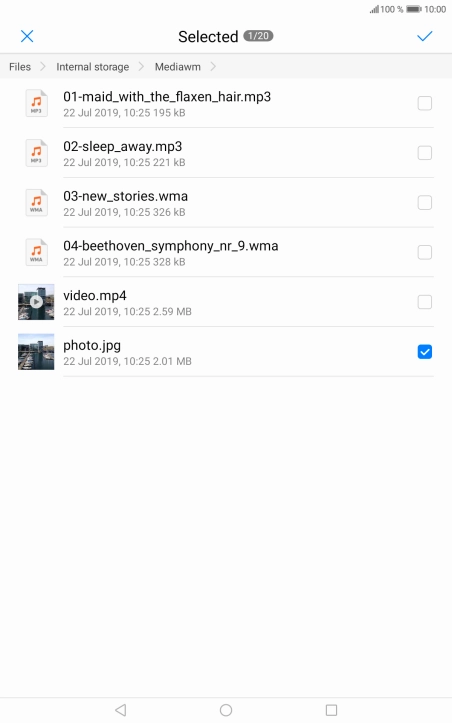 Press the confirm icon. Press the confirm icon.