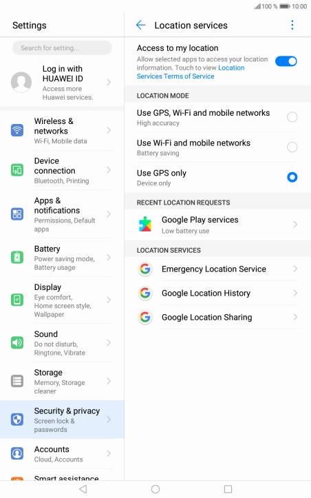 If you select Use GPS, Wi-Fi and mobile networks, your tablet can find your exact position using the GPS satellites, the mobile network and nearby WiFi networks. Satellite-based GPS requires a clear view of the sky.