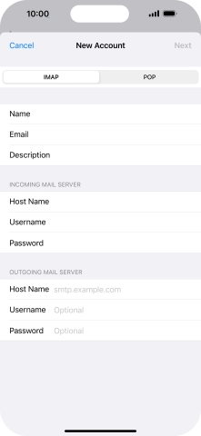 Press Host Name and key in the name of your email provider's outgoing server.