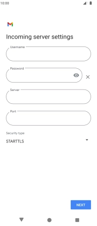 Press the field below 'Username' and key in the username for your email account.