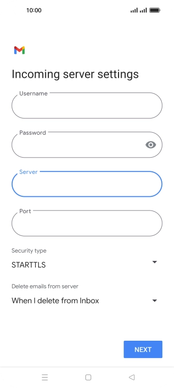 Press the field below 'Port' and key in 110.