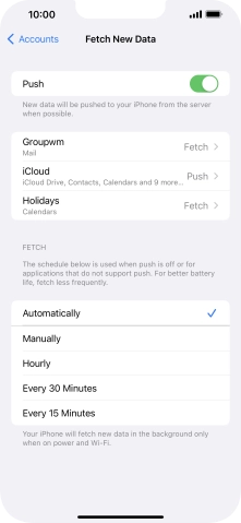 Press the indicator next to 'Push' to turn the function on or off.