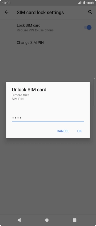 Key in your SIM PIN and press OK. The default SIM PIN is 0000.