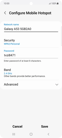 Press the field below 'Network name' and key in the required name.