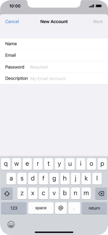 Press Password and key in the password for your email account.