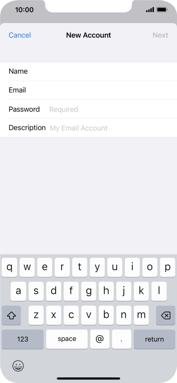 Press Password and key in the password for your email account.