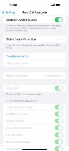 Press Turn Passcode On and key in a lock code of your own choice twice.