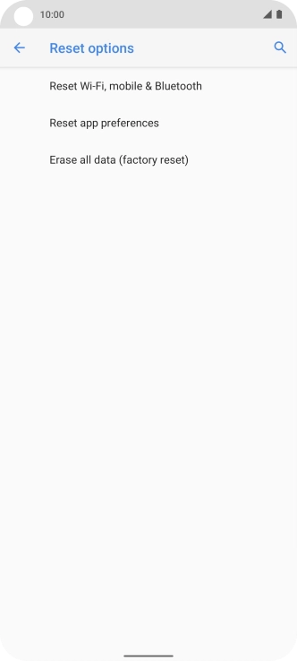 Press Erase all data (factory reset).