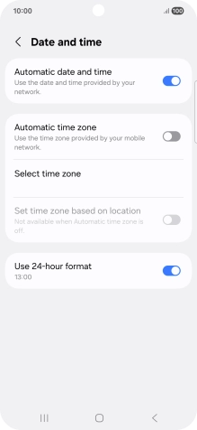 Press the indicator next to 'Automatic time zone' to turn on the function.