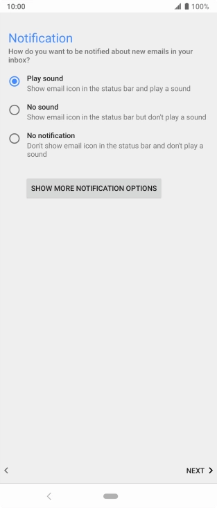 Press the required setting.