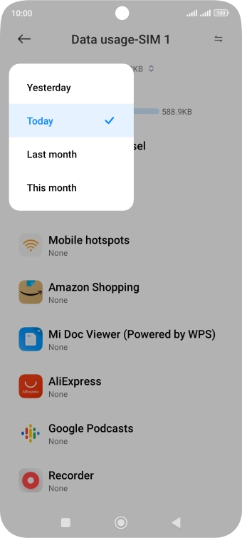 Press the required setting.