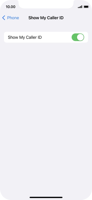 Press the indicator next to 'Show My Caller ID' to turn the function on or off.