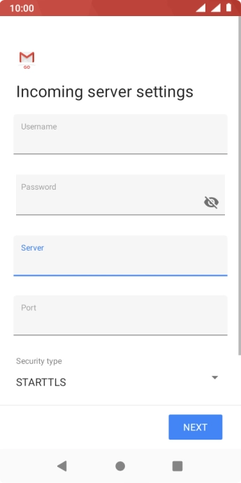 Press the field below 'Port' and key in 110.