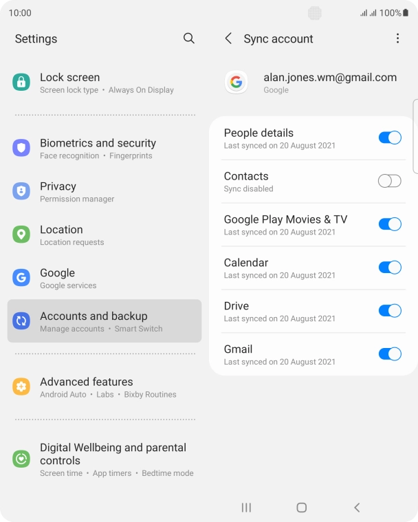 Press the indicator next to 'Contacts' to turn on the function.