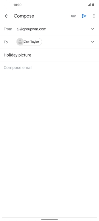 Press the text input field and write the text for your email. Press the text input field and write the text for your email.