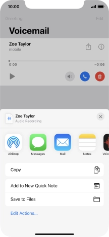 Press the required setting and follow the instructions on the screen to share or save the message.