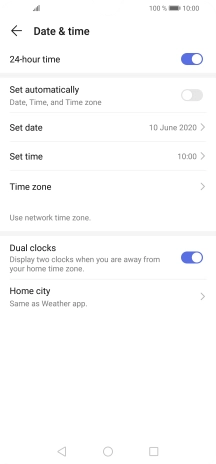 Press the indicator next to 'Set automatically' to turn on the function.