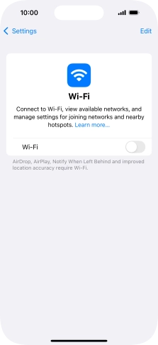 Press the indicator next to 'Wi-Fi' to turn on the function.