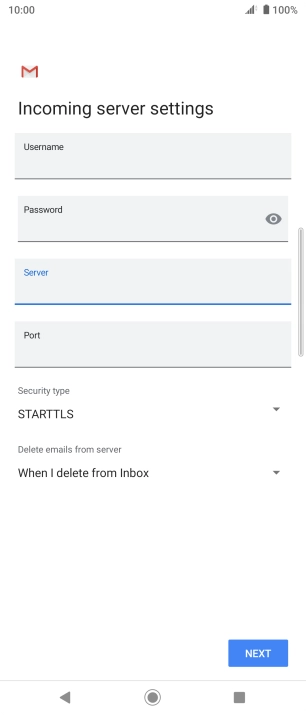 Press the field below 'Port' and key in 110.