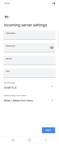 Press the field below 'Username' and key in the username for your email account.