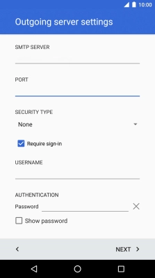 Press the field below 'USERNAME' and key in the username for your email account.