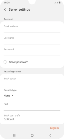 Press the field below 'Username' and key in the username for your email account.