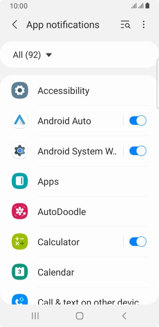 Press the indicators next to the required apps to turn the function on or off. Press the indicators next to the required apps to turn the function on or off.