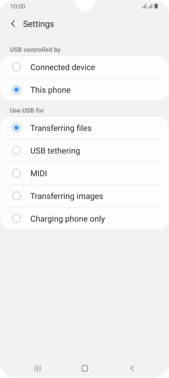Press Transferring files to turn on the function.