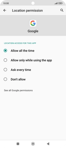 Press the required setting.