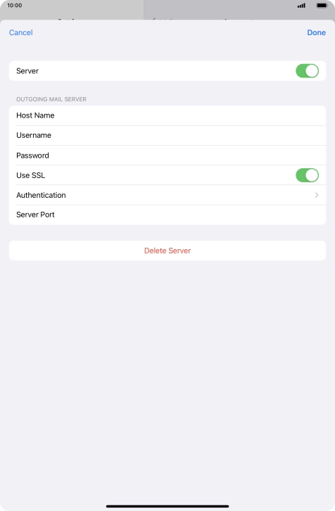 Press the indicator next to 'Use SSL' to turn off the function.