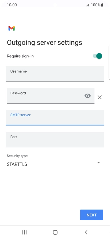 Press the field below 'Port' and key in 25.