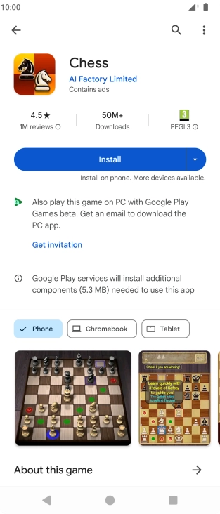 Press Install and follow the instructions on the screen to install the app.
