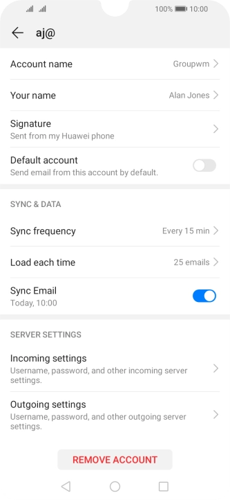 Press Account name and key in the required name. Press Account name and key in the required name.