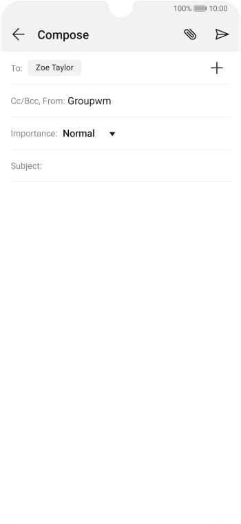 Press the field next to 'Subject:' and key in the required subject. Press the field next to 'Subject:' and key in the required subject.