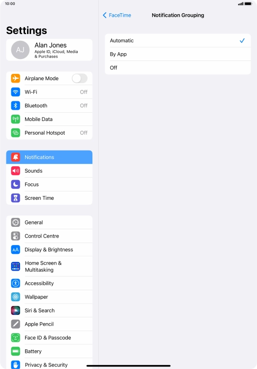 Press the required setting. Press the required setting.