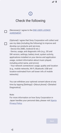 Press the fields next to the required settings to select them.